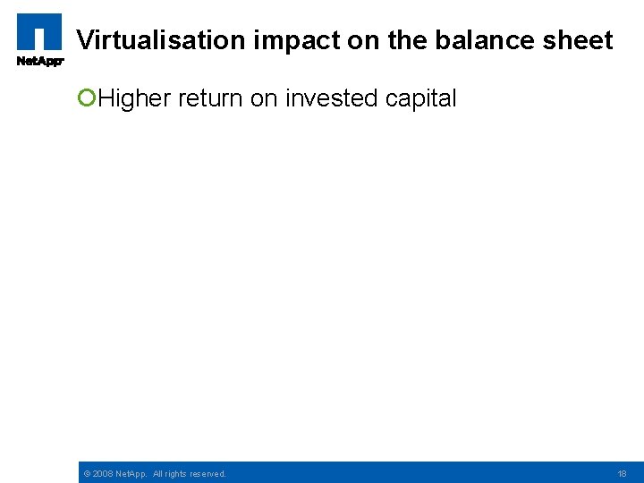 Virtualisation impact on the balance sheet ¡Higher return on invested capital © 2008 Net.