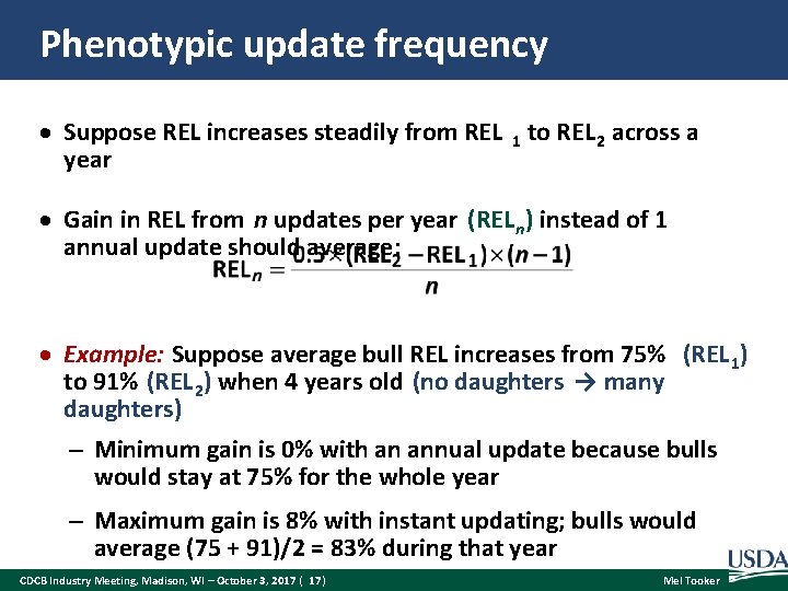 Phenotypic update frequency Suppose REL increases steadily from REL 1 to REL 2 across