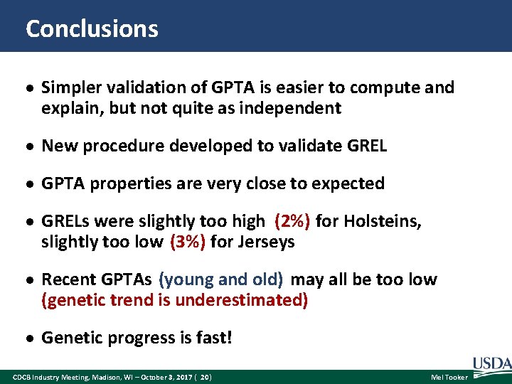 Conclusions Simpler validation of GPTA is easier to compute and explain, but not quite