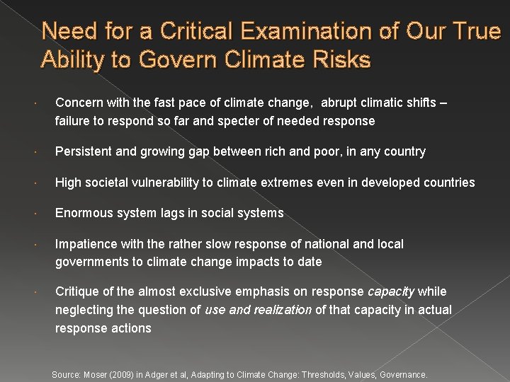 Need for a Critical Examination of Our True Ability to Govern Climate Risks Concern