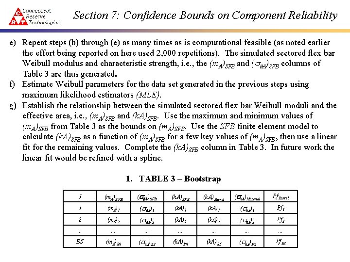 Section 7: Confidence Bounds on Component Reliability e) Repeat steps (b) through (e) as