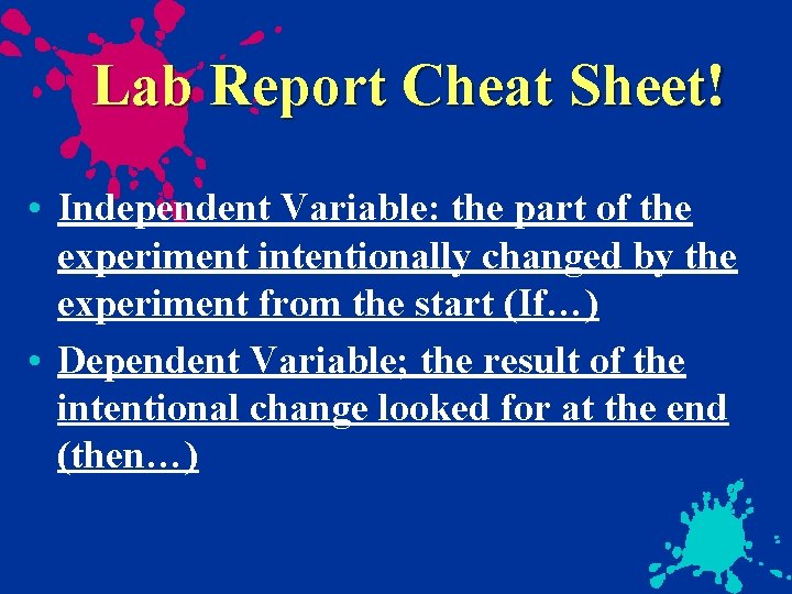 HOW TO SCIENCE Lab Report Cheat Sheet Question