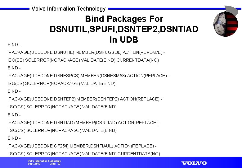 Volvo Information Technology BIND - Bind Packages For DSNUTIL, SPUFI, DSNTEP 2, DSNTIAD In