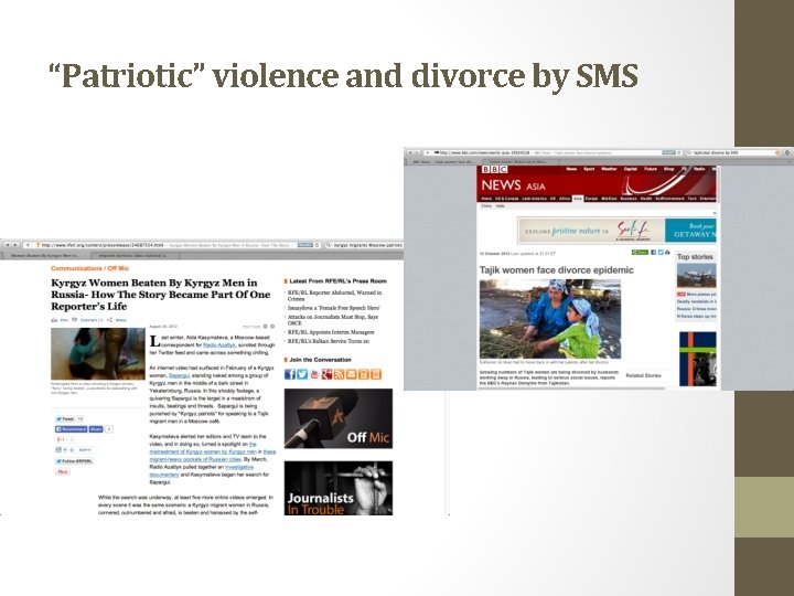 “Patriotic” violence and divorce by SMS 