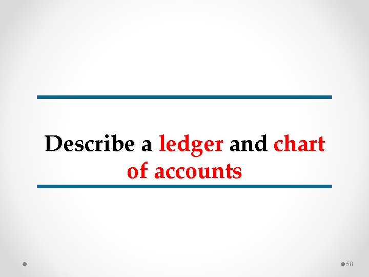 Describe a ledger and chart of accounts 58 