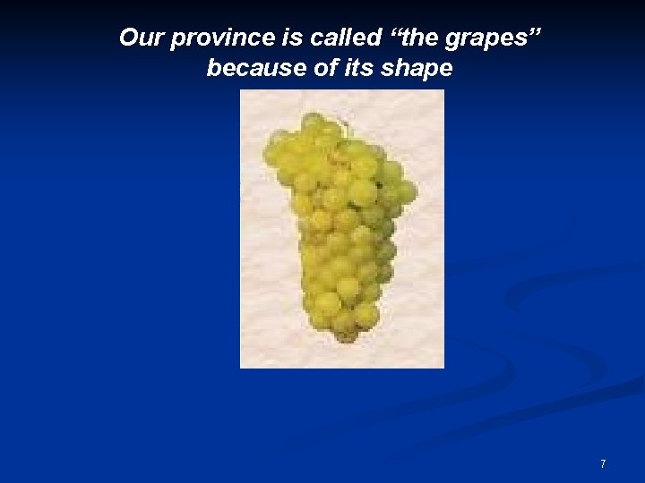 Our province is called “the grapes” because of its shape 7 