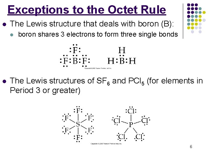 Exceptions to the Octet Rule l The Lewis structure that deals with boron (B):