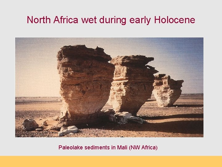 North Africa wet during early Holocene Paleolake sediments in Mali (NW Africa) 