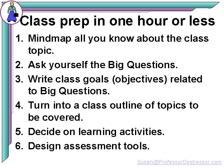 Class prep in one hour or less 1. Mindmap all you know about the
