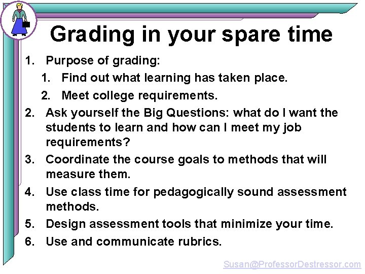 Grading in your spare time 1. Purpose of grading: 1. Find out what learning