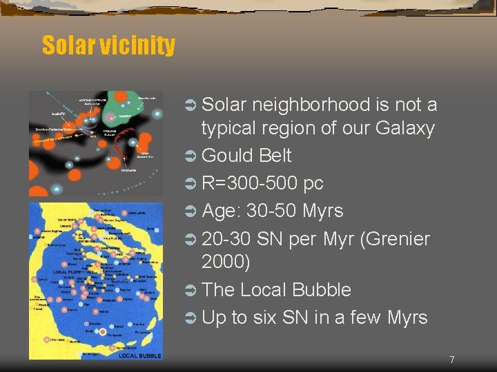 Solar vicinity Ü Solar neighborhood is not a typical region of our Galaxy Ü