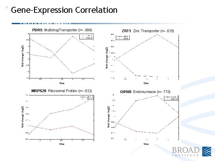 Gene-Expression Correlation ZRT 1: Zinc Transporter (r=-. 835) fold change (log 2) PDR 5:
