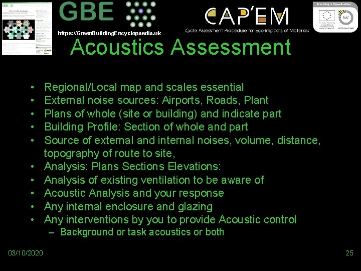 https: //Green. Building. Encyclopaedia. uk Acoustics Assessment • • • Regional/Local map and scales