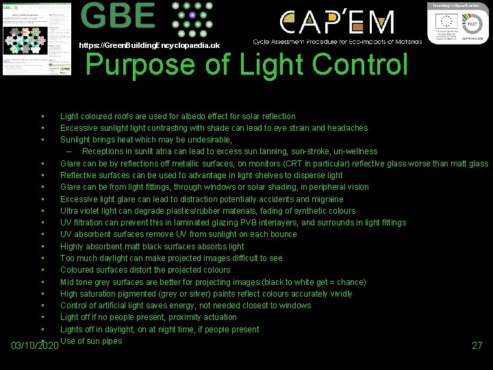 https: //Green. Building. Encyclopaedia. uk Purpose of Light Control • • • • •