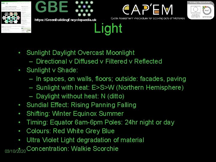 https: //Green. Building. Encyclopaedia. uk Light • Sunlight Daylight Overcast Moonlight – Directional v