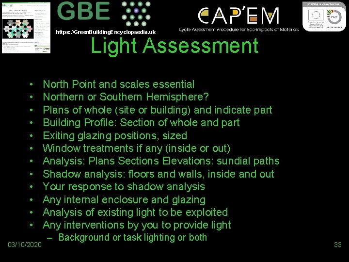 https: //Green. Building. Encyclopaedia. uk Light Assessment • • • 03/10/2020 North Point and