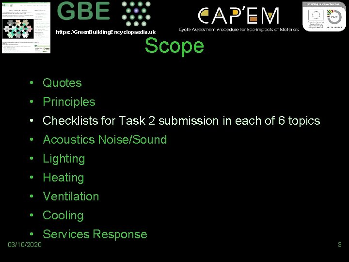 https: //Green. Building. Encyclopaedia. uk Scope • Quotes • Principles • Checklists for Task