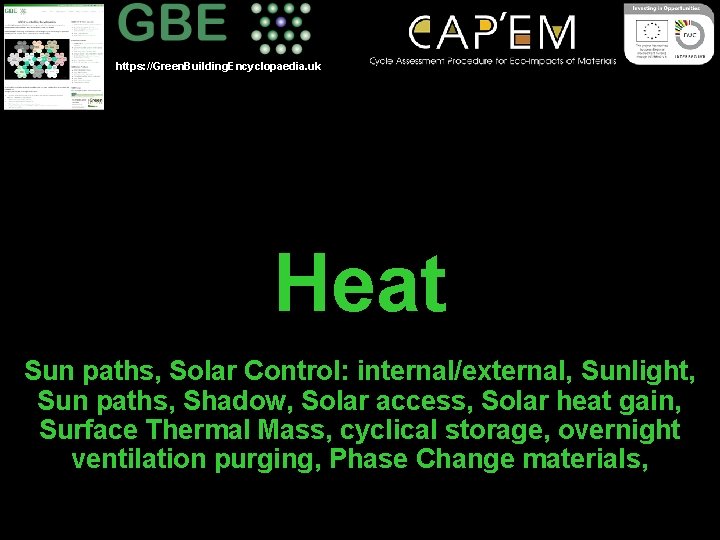 https: //Green. Building. Encyclopaedia. uk Heat Sun paths, Solar Control: internal/external, Sunlight, Sun paths,