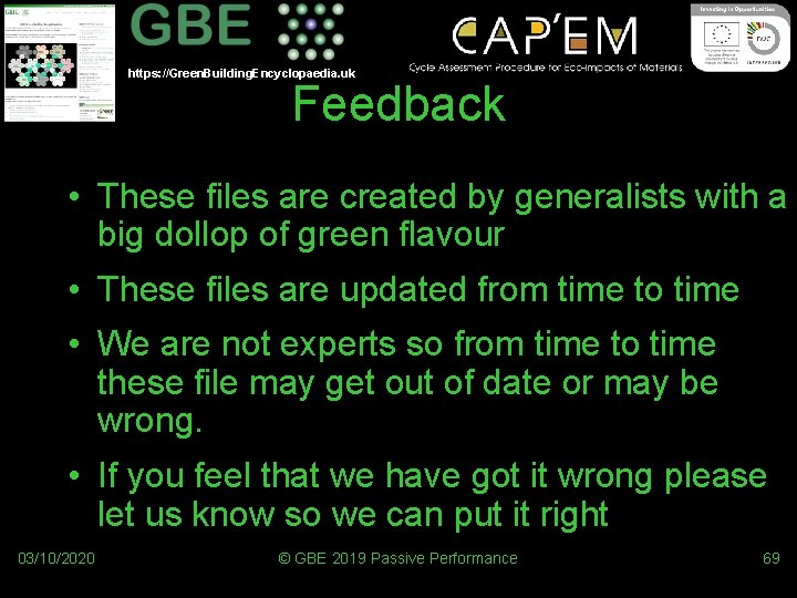 https: //Green. Building. Encyclopaedia. uk Feedback • These files are created by generalists with