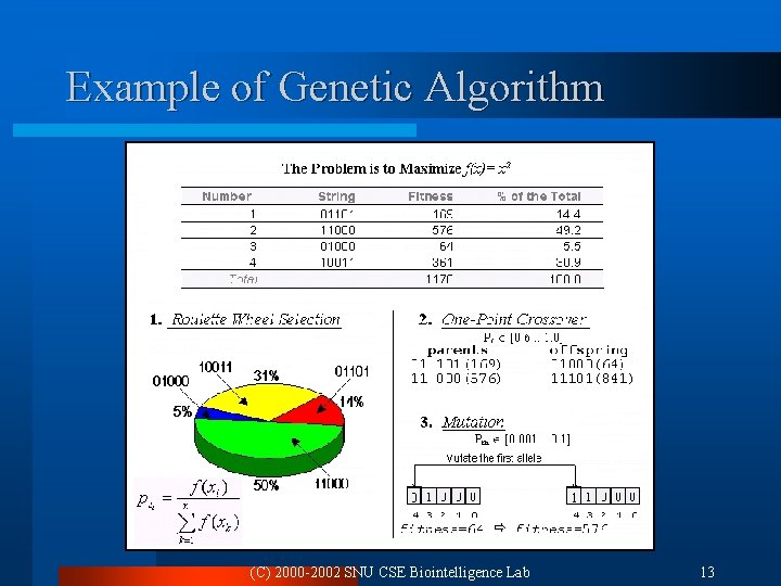 Example of Genetic Algorithm (C) 2000 -2002 SNU CSE Biointelligence Lab 13 