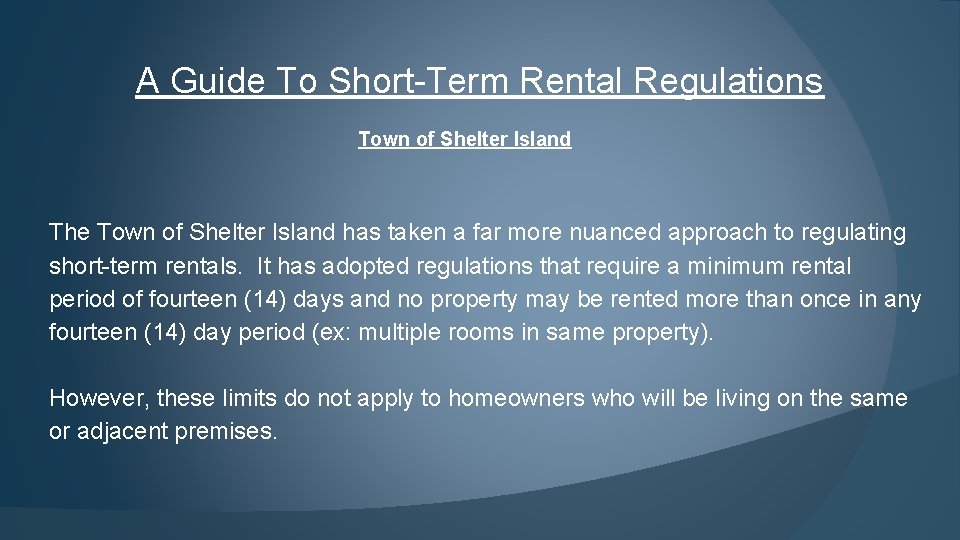 A Guide To Short-Term Rental Regulations Town of Shelter Island The Town of Shelter