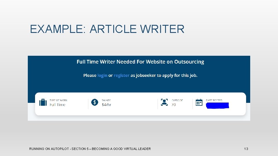 EXAMPLE: ARTICLE WRITER RUNNING ON AUTOPILOT - SECTION 5 – BECOMING A GOOD VIRTUAL