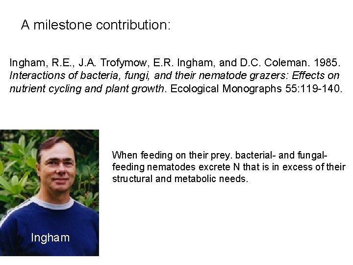 A milestone contribution: Ingham, R. E. , J. A. Trofymow, E. R. Ingham, and