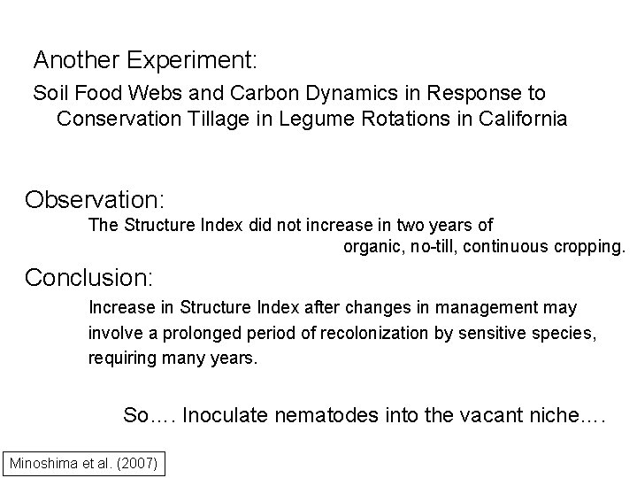 Another Experiment: Soil Food Webs and Carbon Dynamics in Response to Conservation Tillage in