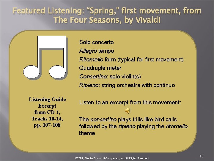 Featured Listening: “Spring, ” first movement, from The Four Seasons, by Vivaldi Solo concerto