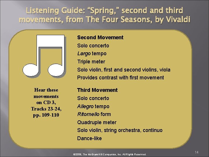 Listening Guide: “Spring, ” second and third movements, from The Four Seasons, by Vivaldi