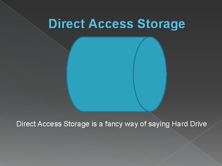 Direct Access Storage is a fancy way of saying Hard Drive Direct Access Storage is a fancy way of saying Hard Drive