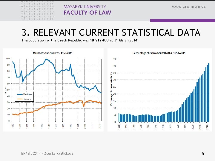 www. law. muni. cz 3. RELEVANT CURRENT STATISTICAL DATA The population of the Czech