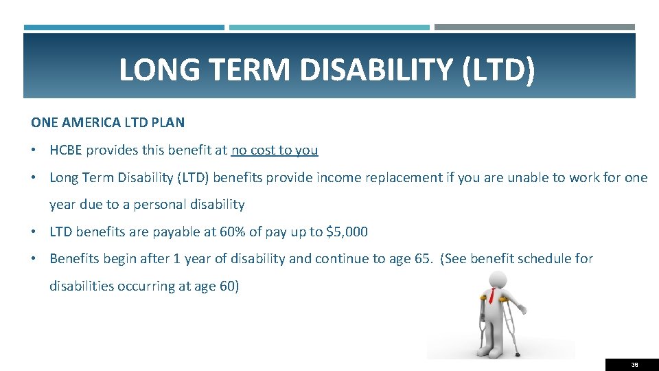 LONG TERM DISABILITY (LTD) ONE AMERICA LTD PLAN • HCBE provides this benefit at