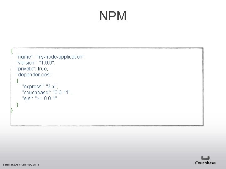 NPM { "name": "my node application", "version": "1. 0. 0", "private": true, "dependencies": {