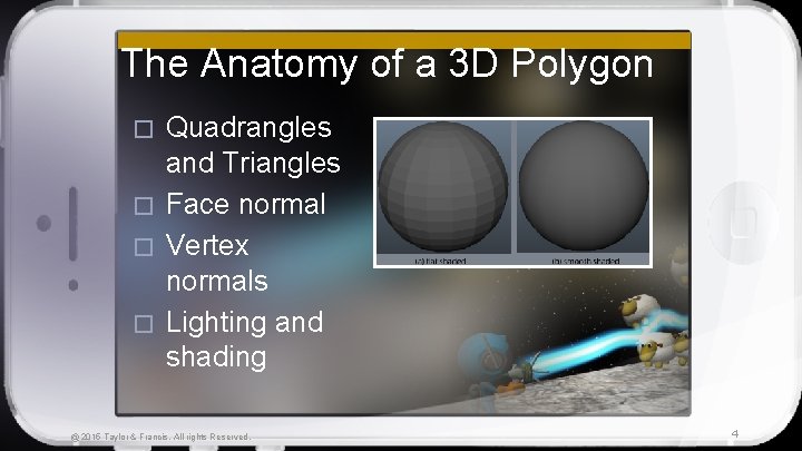The Anatomy of a 3 D Polygon Quadrangles and Triangles � Face normal �