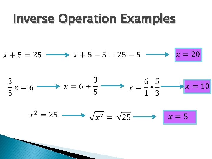 Inverse Operation Examples Inverse Operation Examples