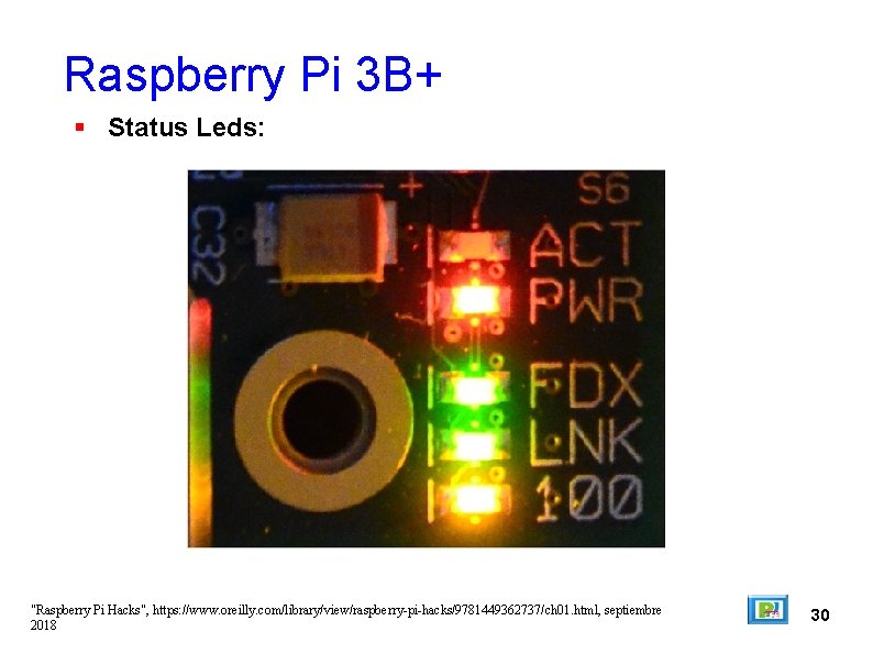 Raspberry Pi 3 B+ Status Leds: "Raspberry Pi Hacks", https: //www. oreilly. com/library/view/raspberry-pi-hacks/9781449362737/ch 01.
