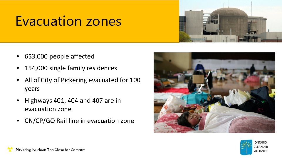 Evacuation zones • 653, 000 people affected • 154, 000 single family residences •