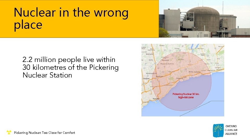 Nuclear in the wrong place 2. 2 million people live within 30 kilometres of