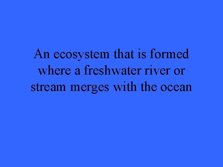 An ecosystem that is formed where a freshwater river or stream merges with the