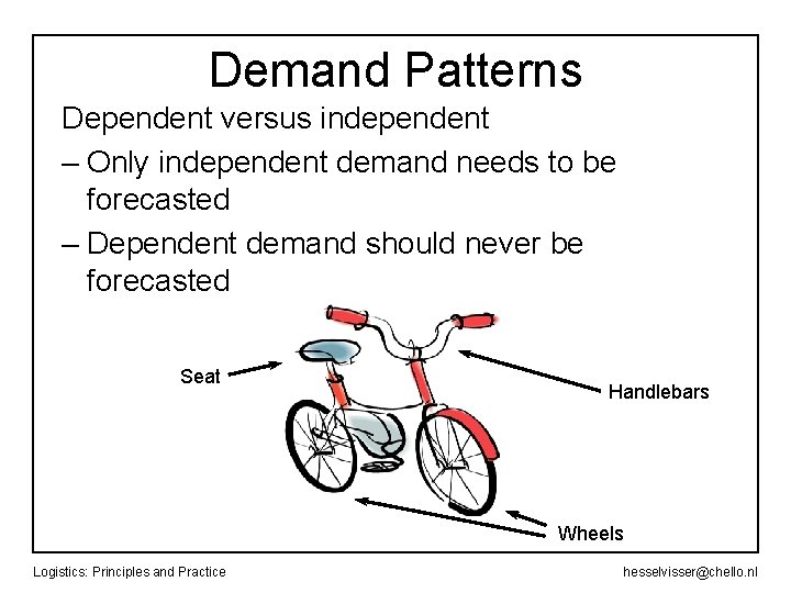 Demand Patterns Dependent versus independent – Only independent demand needs to be forecasted –