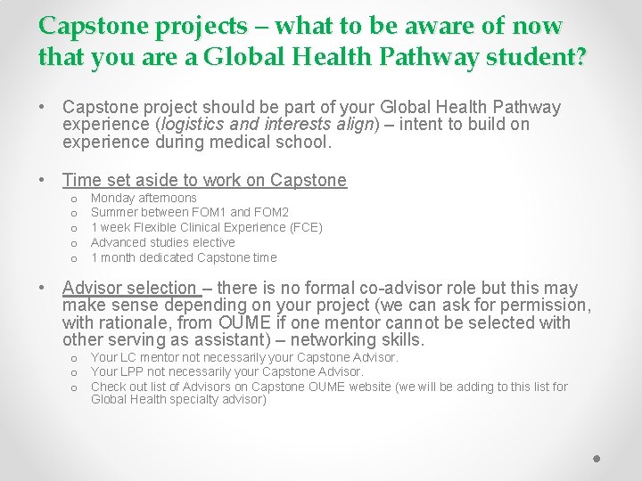 Capstone projects – what to be aware of now that you are a Global