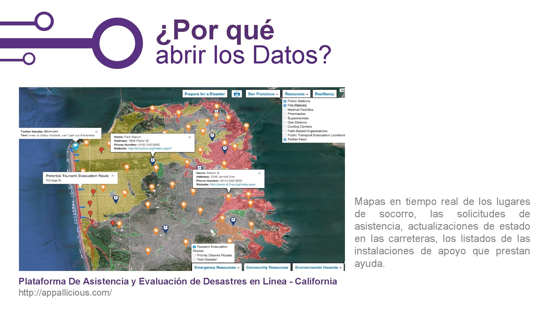 ¿Por qué abrir los Datos? Mapas en tiempo real de los lugares de socorro,