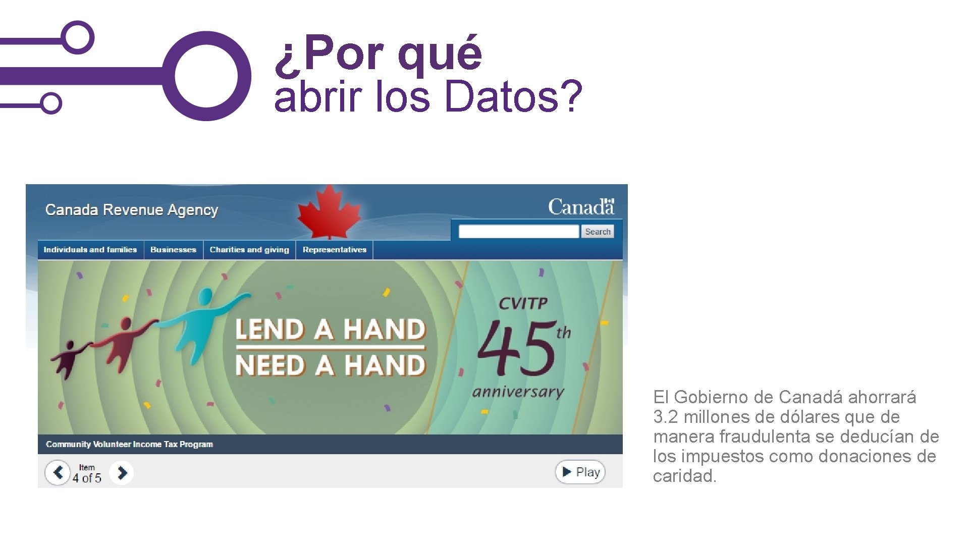 ¿Por qué abrir los Datos? El Gobierno de Canadá ahorrará 3. 2 millones de