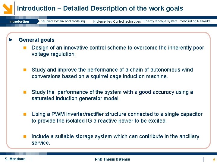 Introduction – Detailed Description of the work goals Introduction Studied system and modeling Implemented