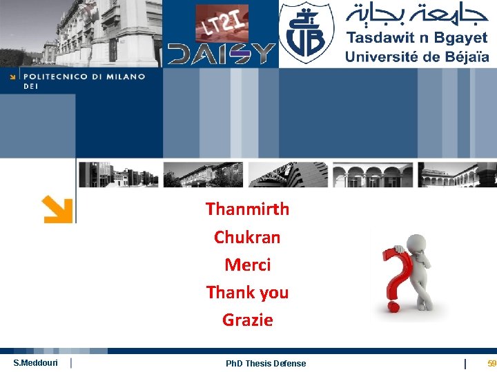 Thanmirth Chukran Merci Thank you Grazie S. Meddouri Ph. D Thesis Defense 59 