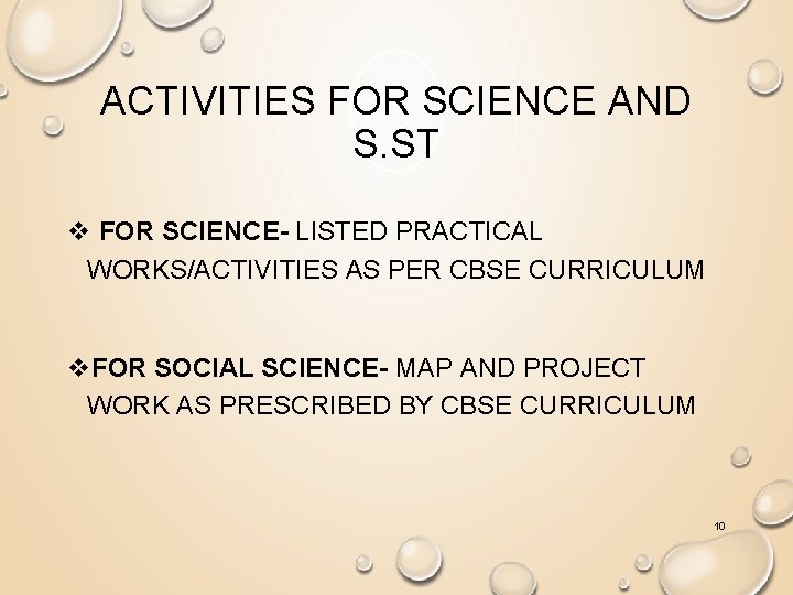 ACTIVITIES FOR SCIENCE AND S. ST v FOR SCIENCE- LISTED PRACTICAL WORKS/ACTIVITIES AS PER