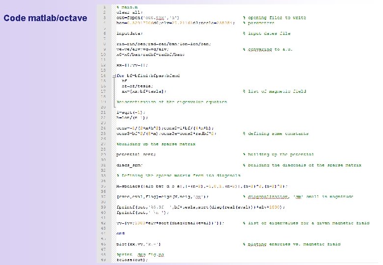 Code matlab/octave Code matlab/octave