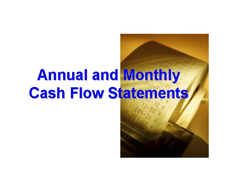 Annual and Monthly Cash Flow Statements 