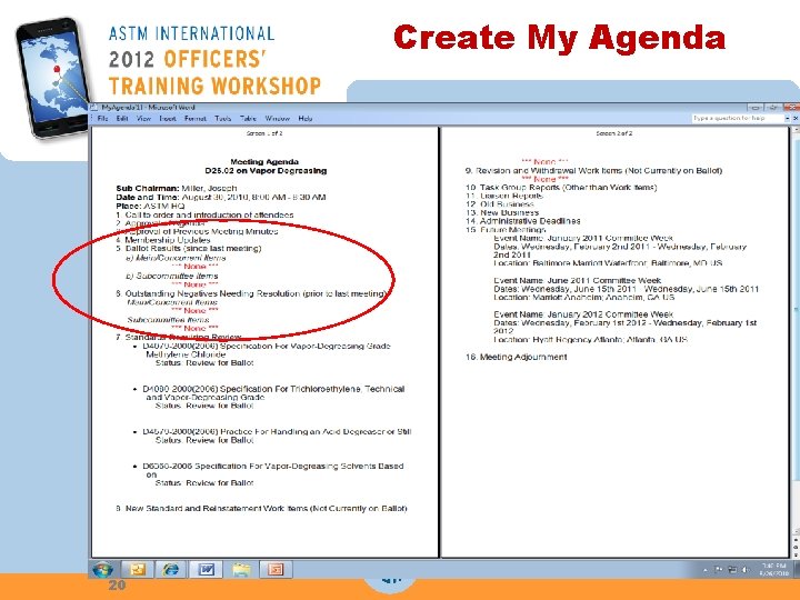 Create My Agenda 20 